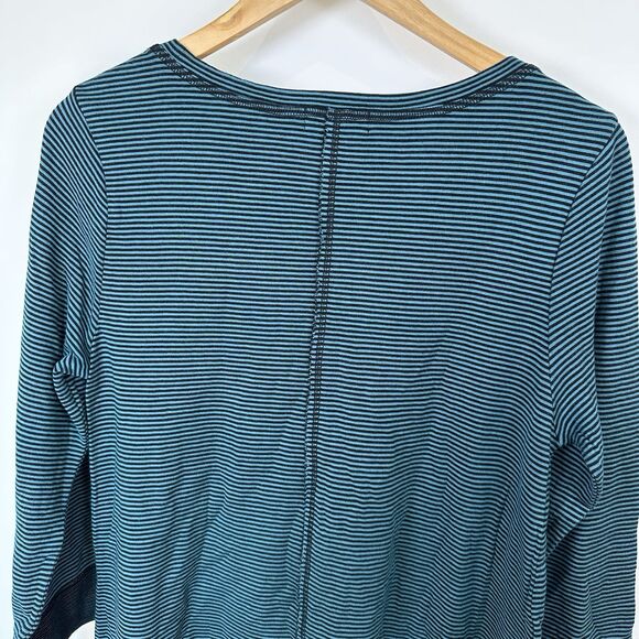 Habitat Top Women Small Blue Striped Comfy Knit 3/4 Sleeve Tunic Lagenlook Long - Picture 6 of 10